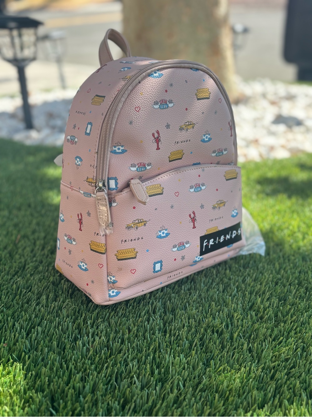FRIENDS Pink Mini Backpack with Icon Pattern